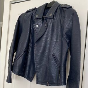 Woman's Moto Jacket  plus size 14/16 New w/tags navy faux Leather by Eloquii